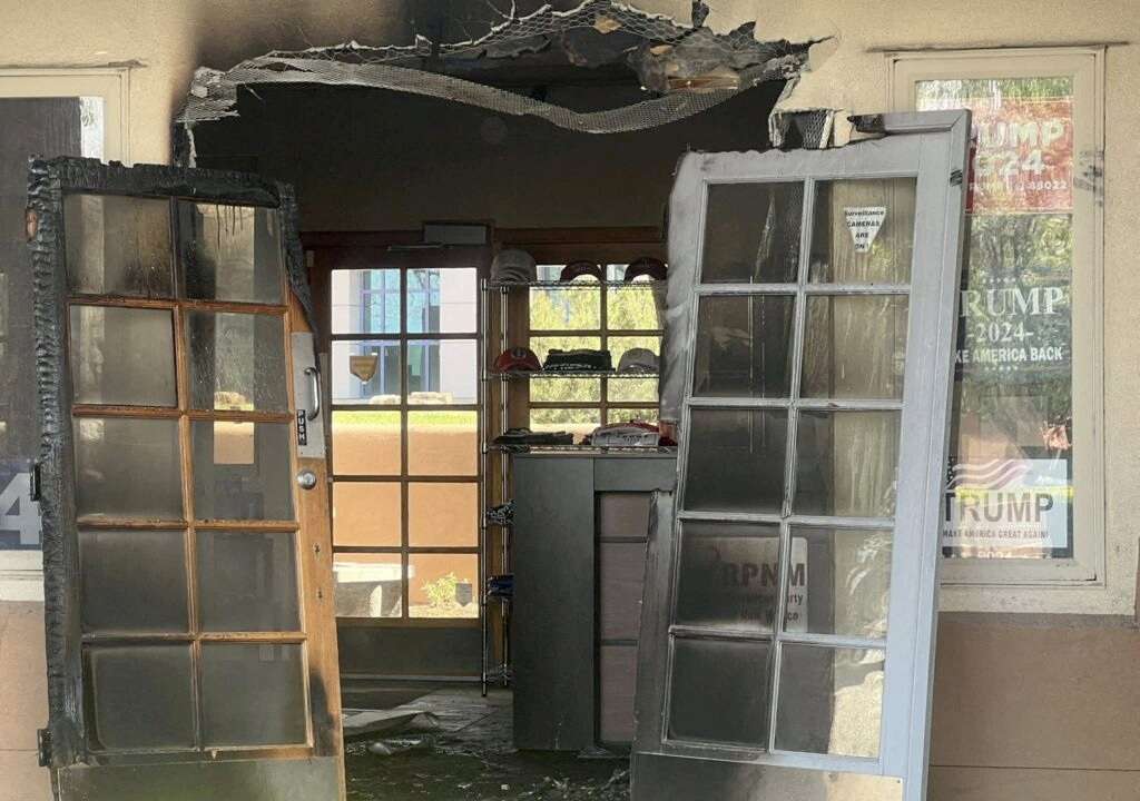 Republican Party headquarters is damaged in a fire in Albuquerque, New Mexico