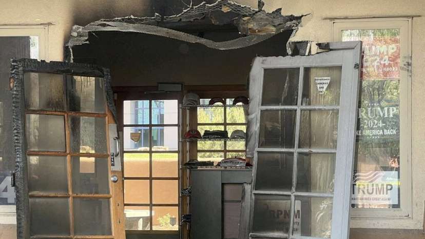 Republican Party headquarters is damaged in a fire in Albuquerque, New Mexico