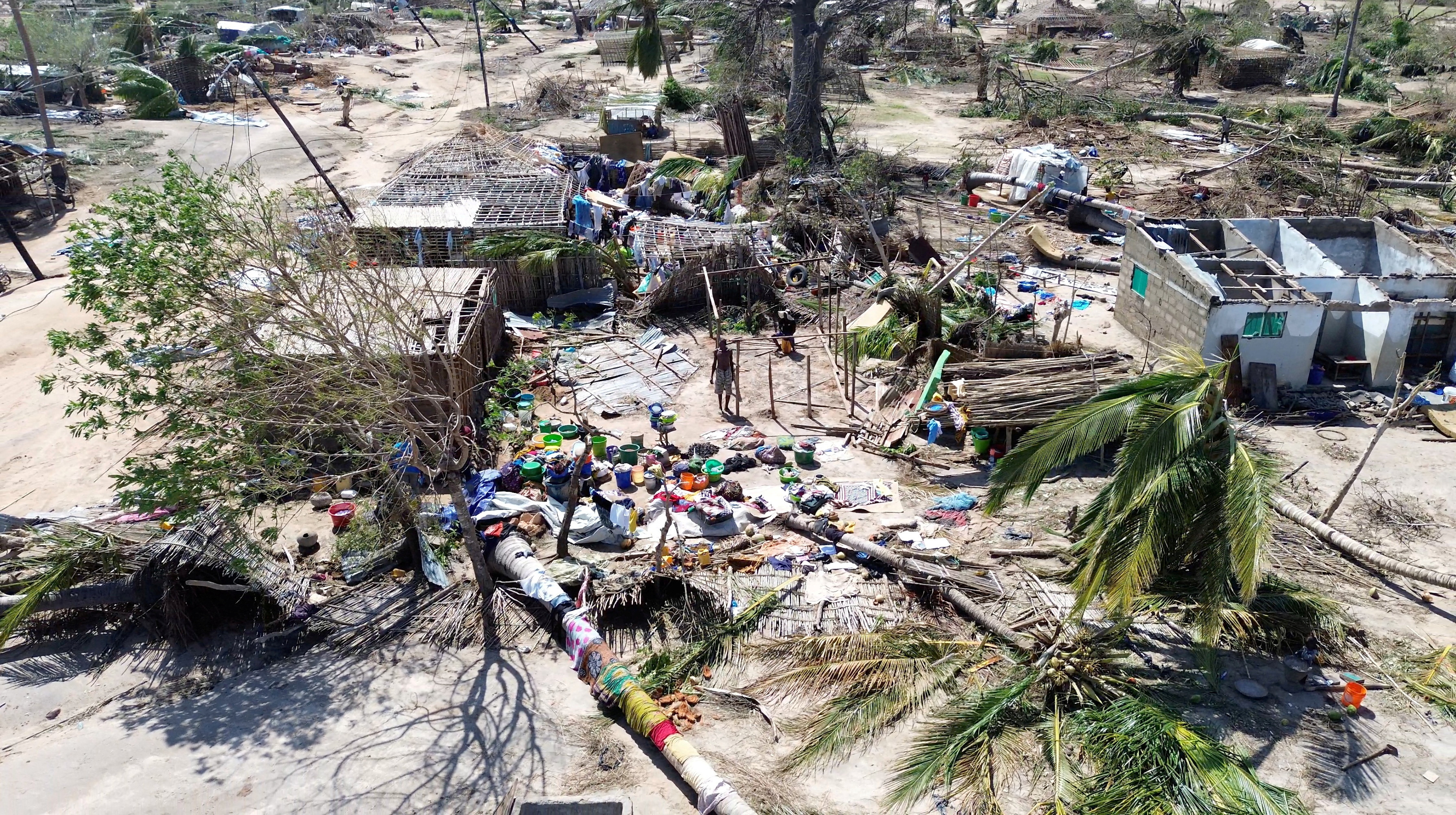 Drone footage reveals trail of destruction left by cyclone Chido in Mozambique