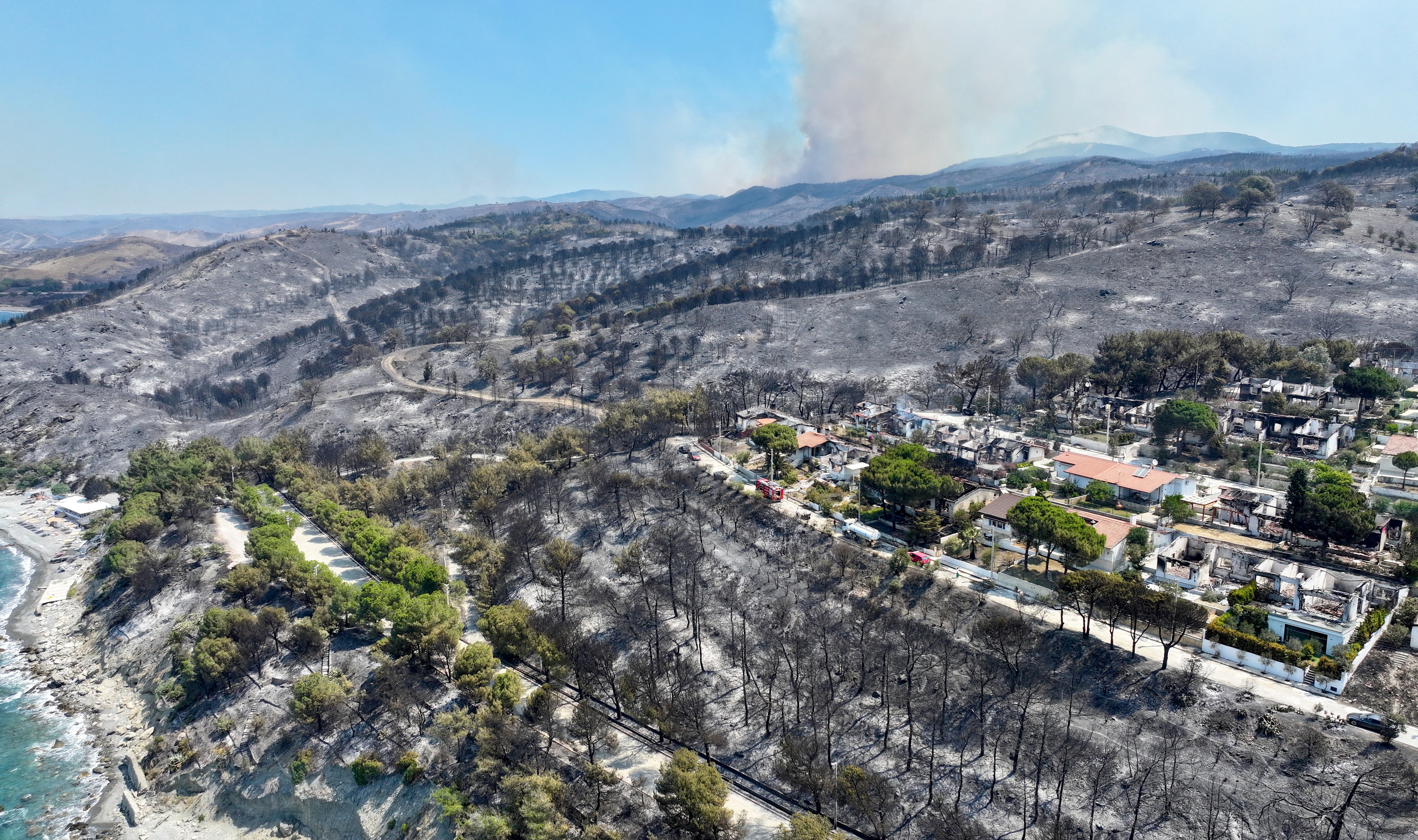Aftermath of a wildfire in Seferihisar near Izmir