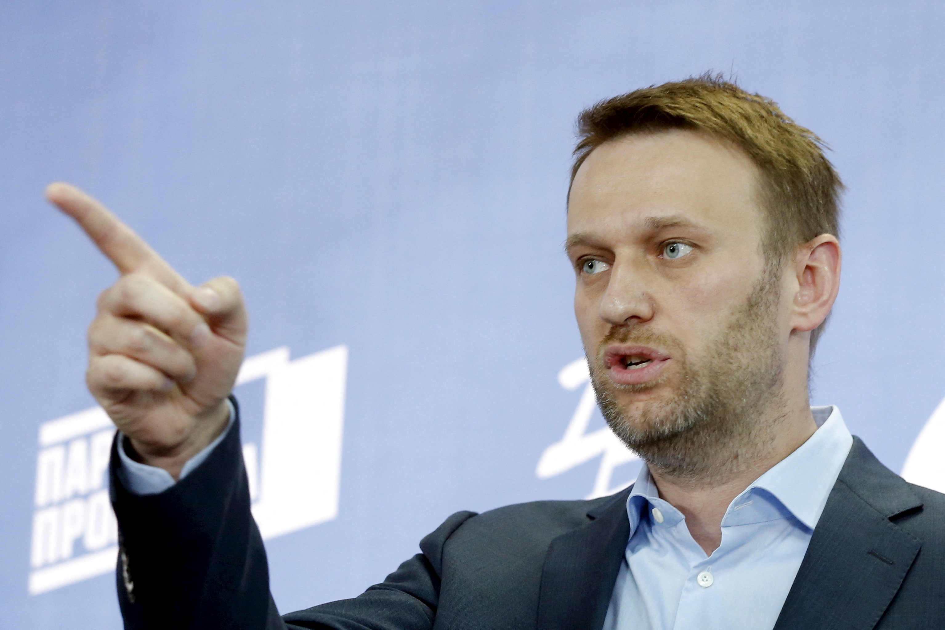FILE PHOTO: Russian opposition leader Navalny speaks during news conference on opposition joint efforts at local elections in 2015 in Moscow