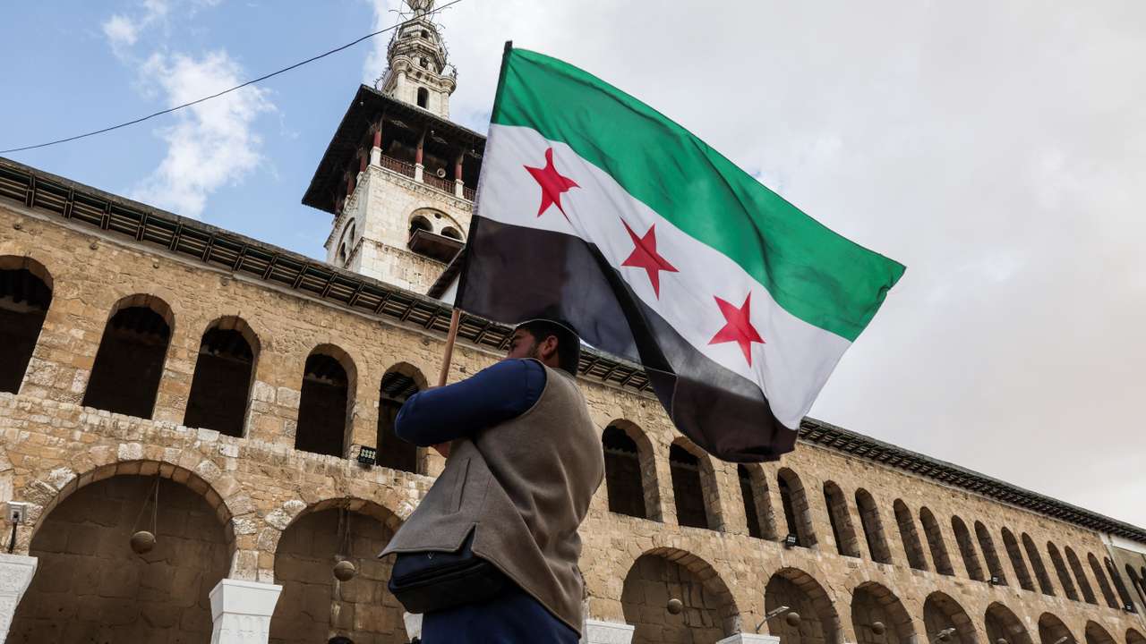 People pray in the Umayyad Mosque, in Damascus