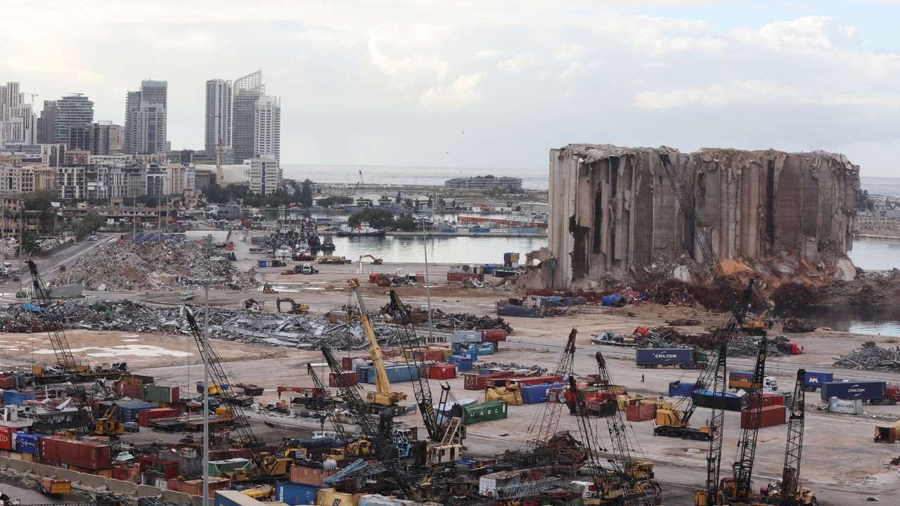 FILE PHOTO: A view shows the site of the Aug. 4 explosion at Beirut port, in Beirut