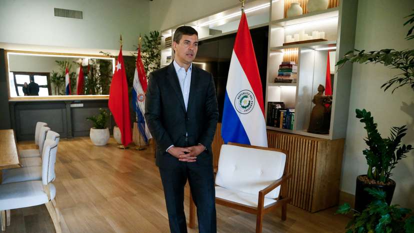 Paraguay's President Pena speaks during an interview with Reuters, in Asuncion