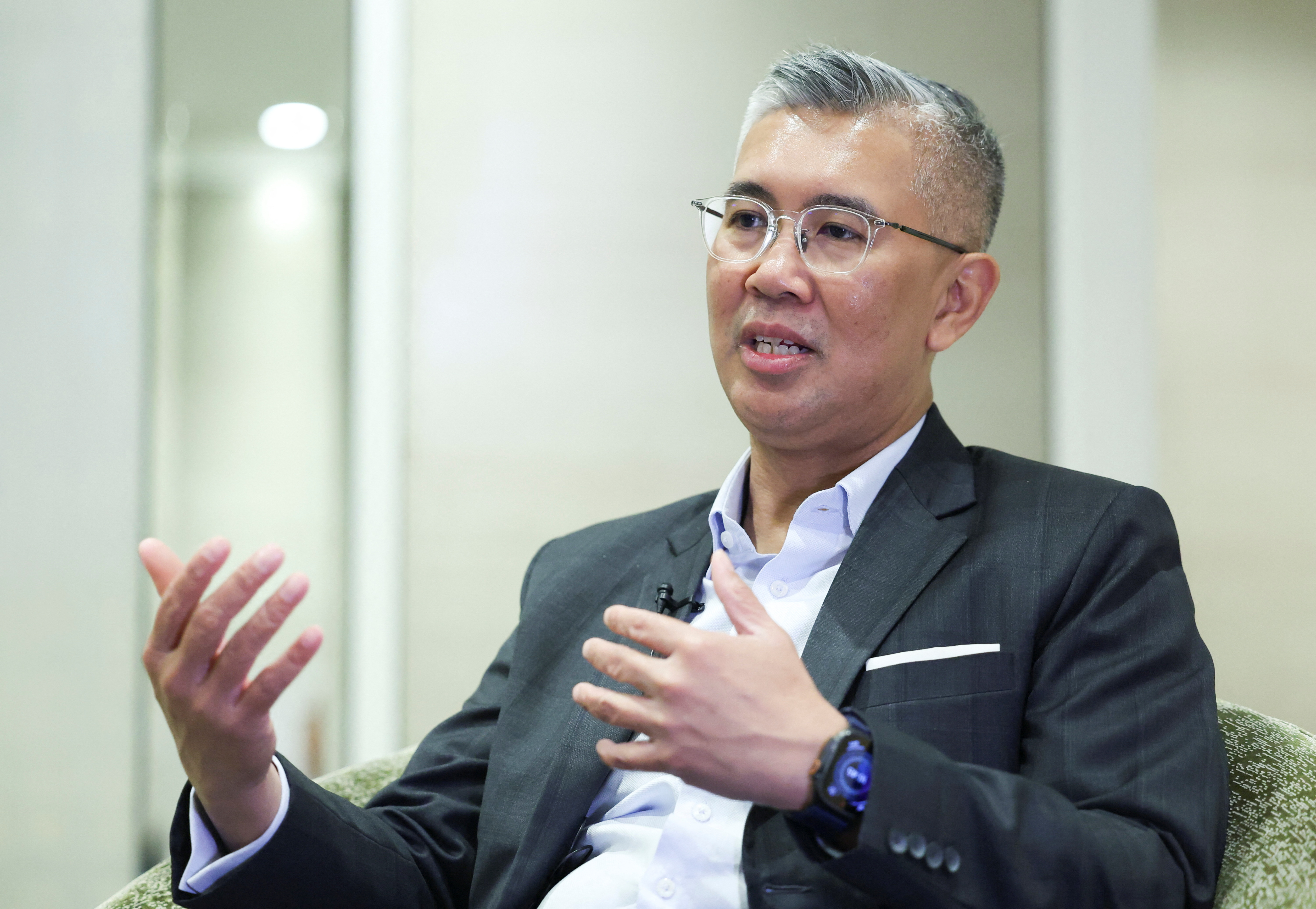 Malaysia's Trade Minister Tengku Zafrul Aziz speaks during an interview at Kuala Lumpur