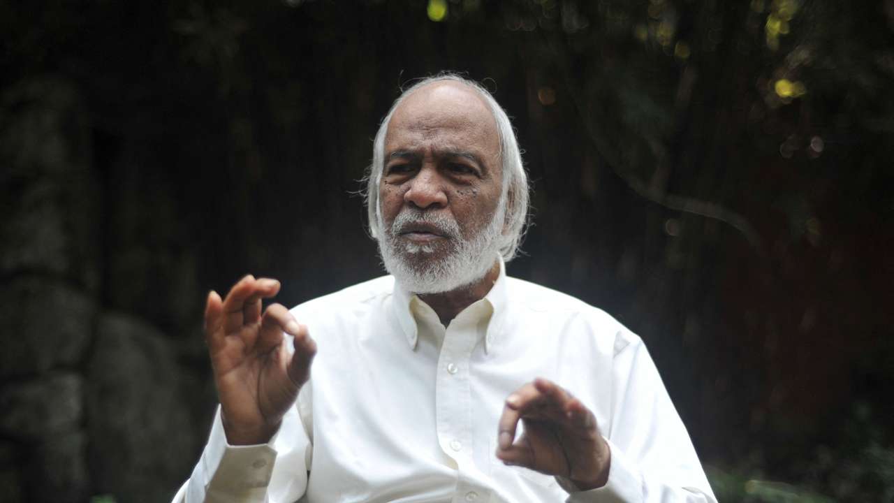 Bangladesh Nationalist Party’s Standing Committee member Abdul Moyeen Khan gestures during an interview with Reuters at his residence in Dhaka
