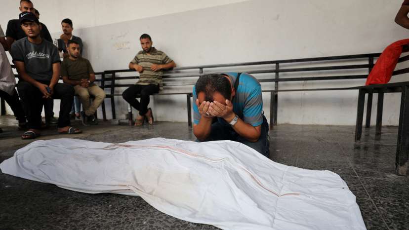 Funeral of director of ambulance and emergency services Al-Jaafarwi, who was killed in an Israeli strike, in Gaza City