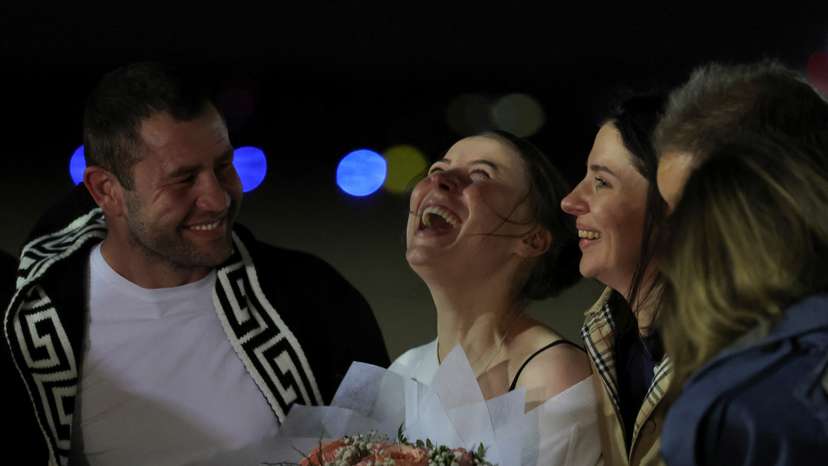 Ksenia Karelina Russian-American dual citizen, who was released from detention in Russia, arrives at Joint Base Andrews in Maryland