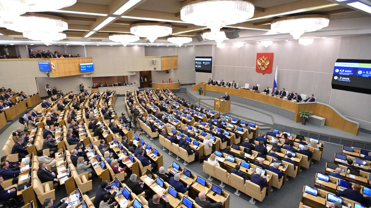 Russian PM Mishustin attends a session of the State Duma in Moscow