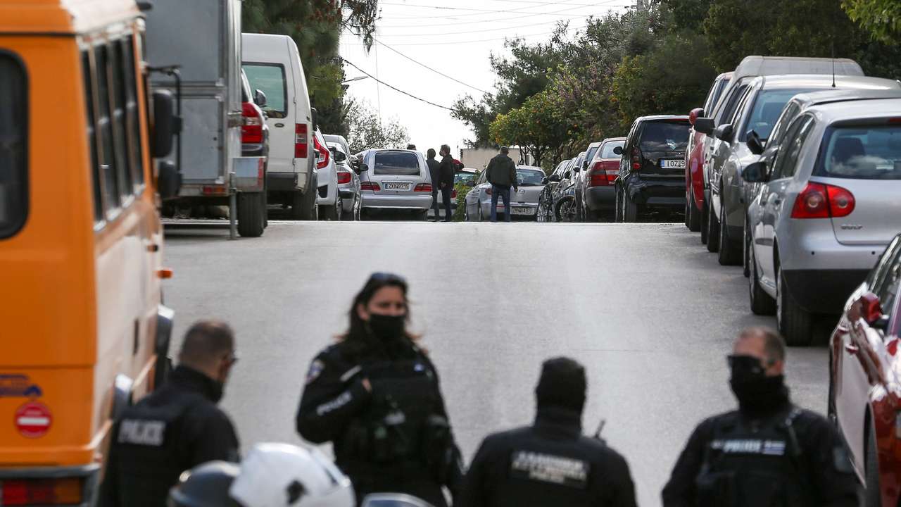 The road where Greek journalist George Karaivaz was fatally shot in Alimos, Athens