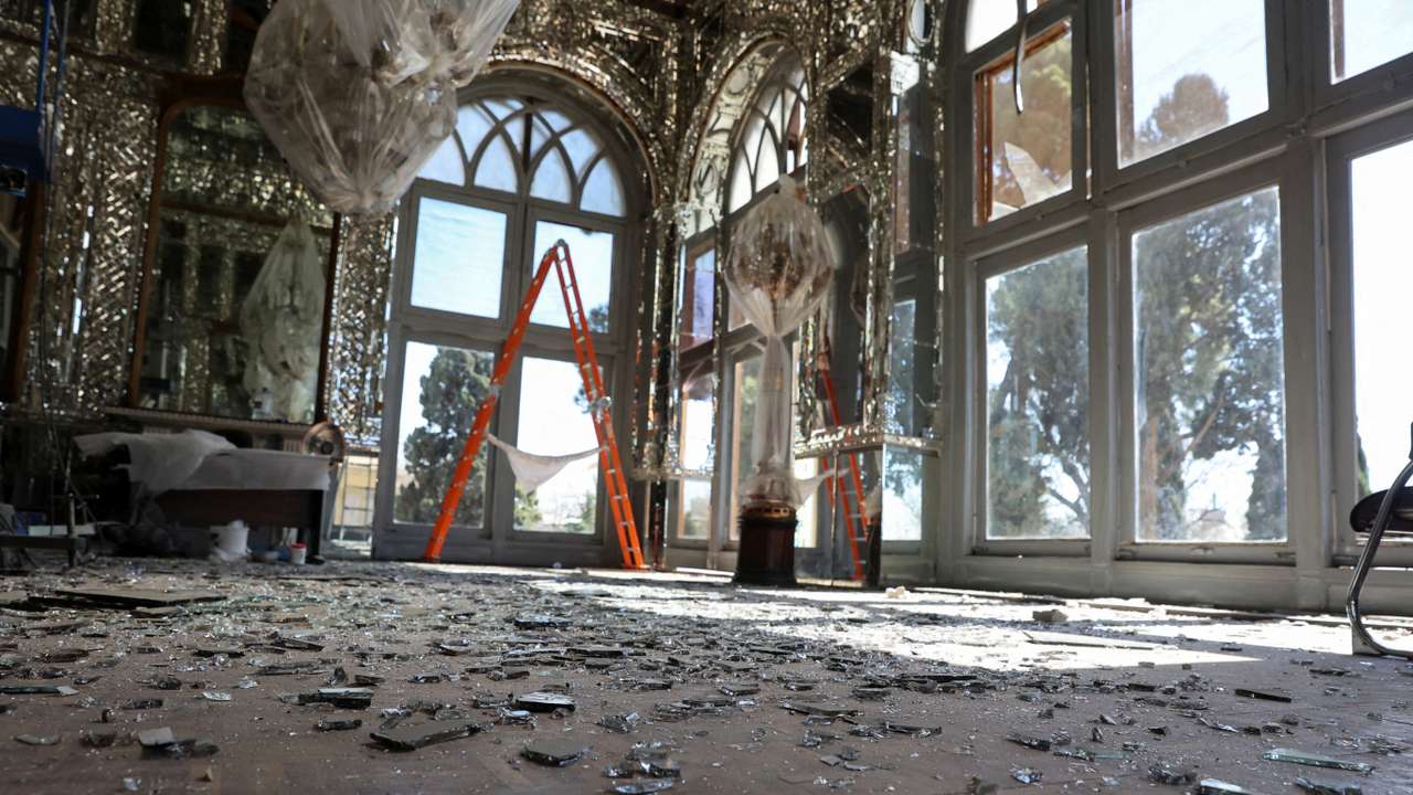 FILE PHOTO: Debris at the historical monument Golestan Palace after it was damaged in an Israeli and U.S. strike, in Tehran