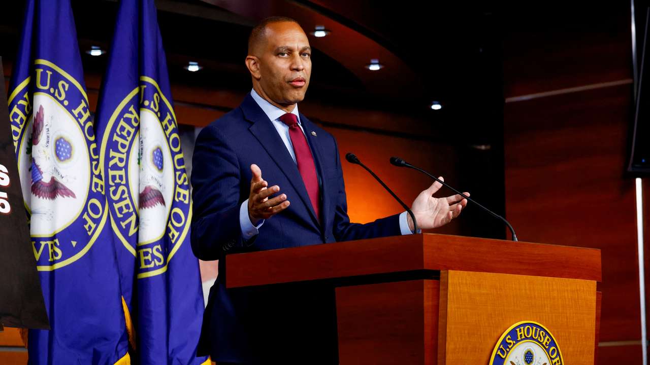 U.S. House Minority Leader Hakeem Jeffries (D-NY), holds his weekly press conference at the U.S. Capital in Washington