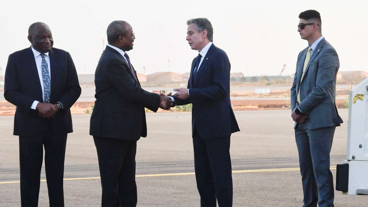 U.S Secretary of State Antony Blinken at the Diori Hamani International Airport in Niamey