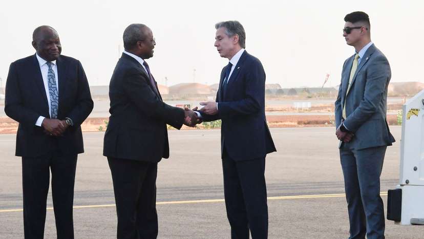 U.S Secretary of State Antony Blinken at the Diori Hamani International Airport in Niamey