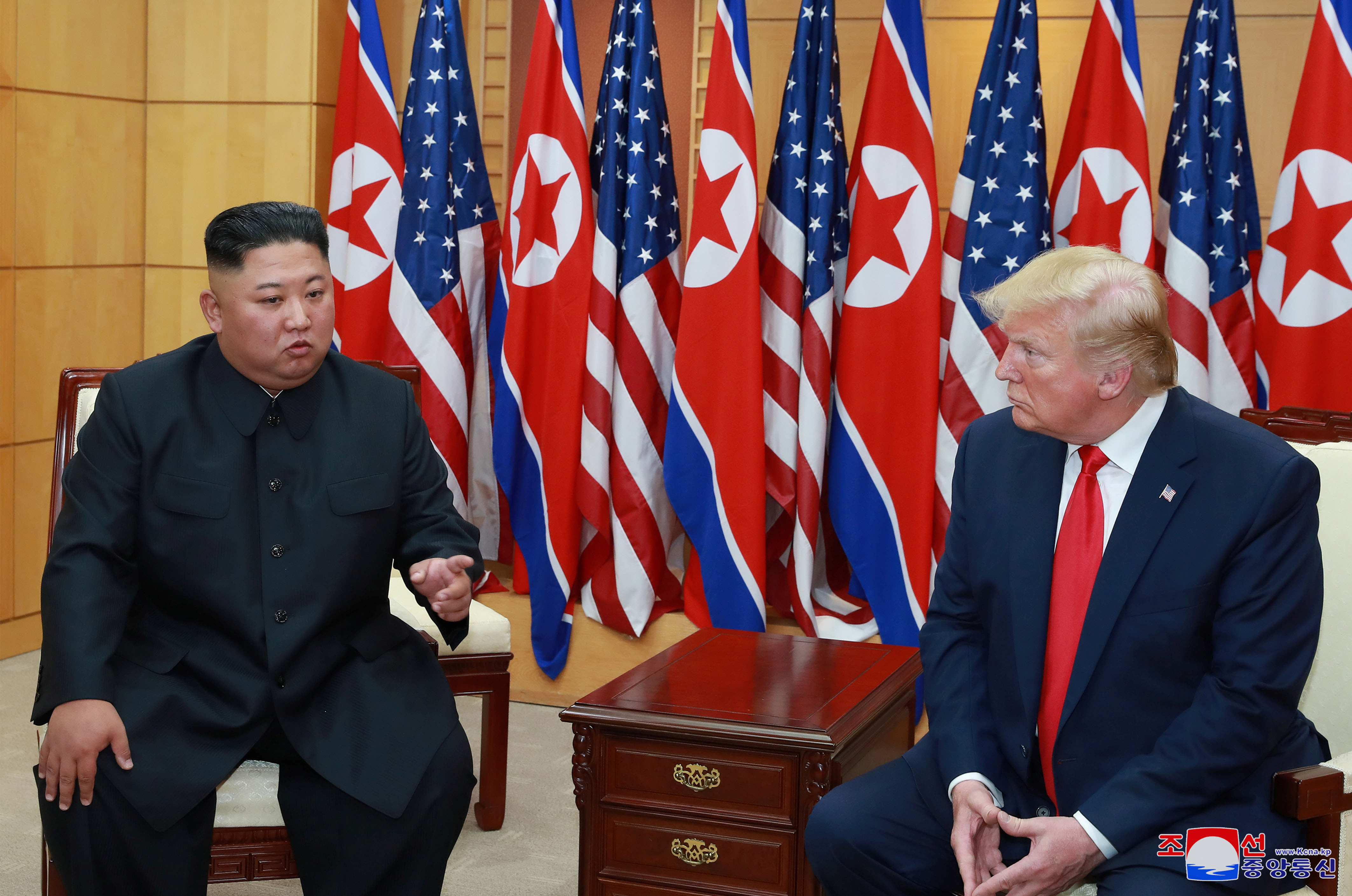 Trump meets with North Korean leader Kim Jong Un at DMZ on border of North and South Korea
