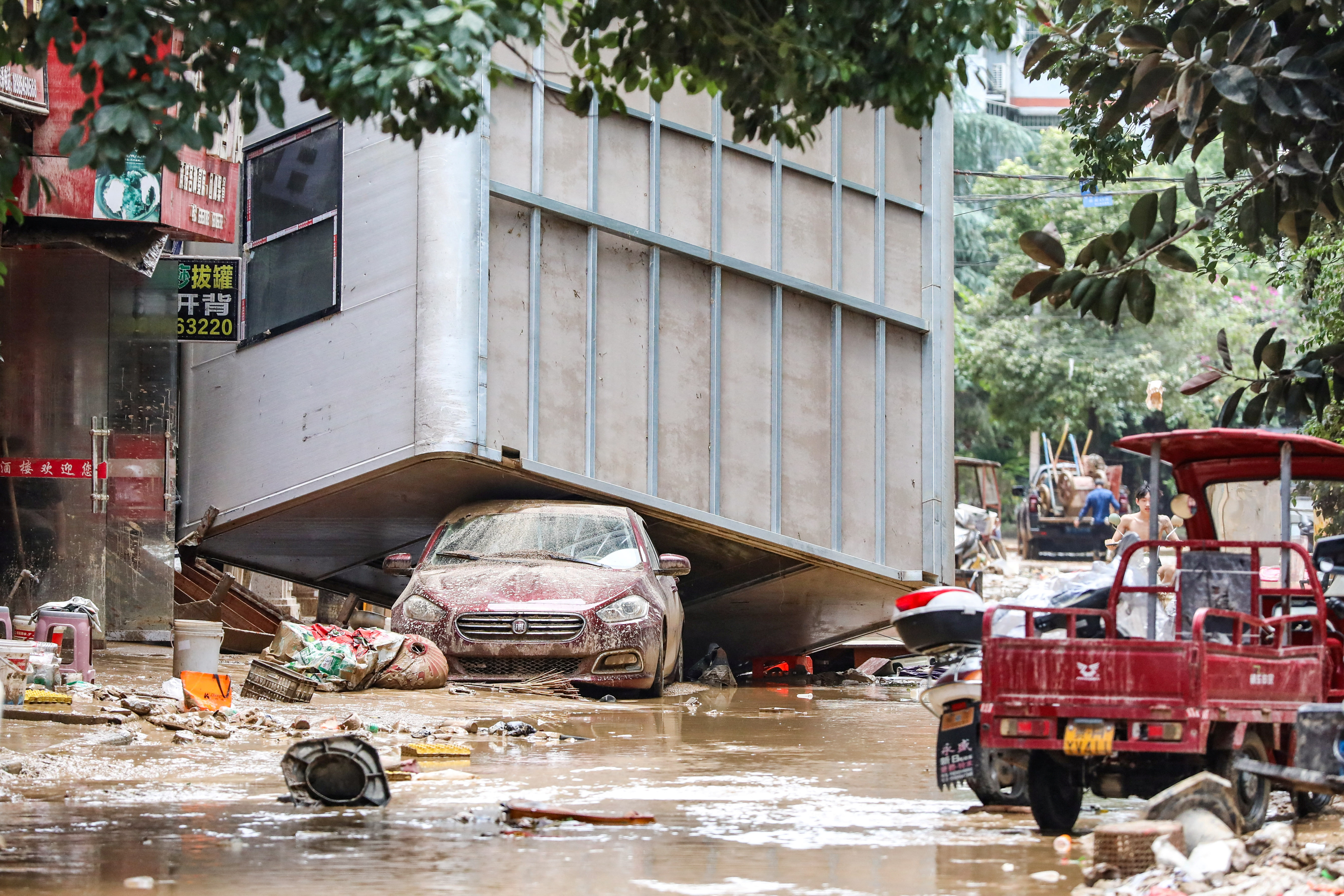 Aftermath of a flood in Rongjiang county, Guizhou