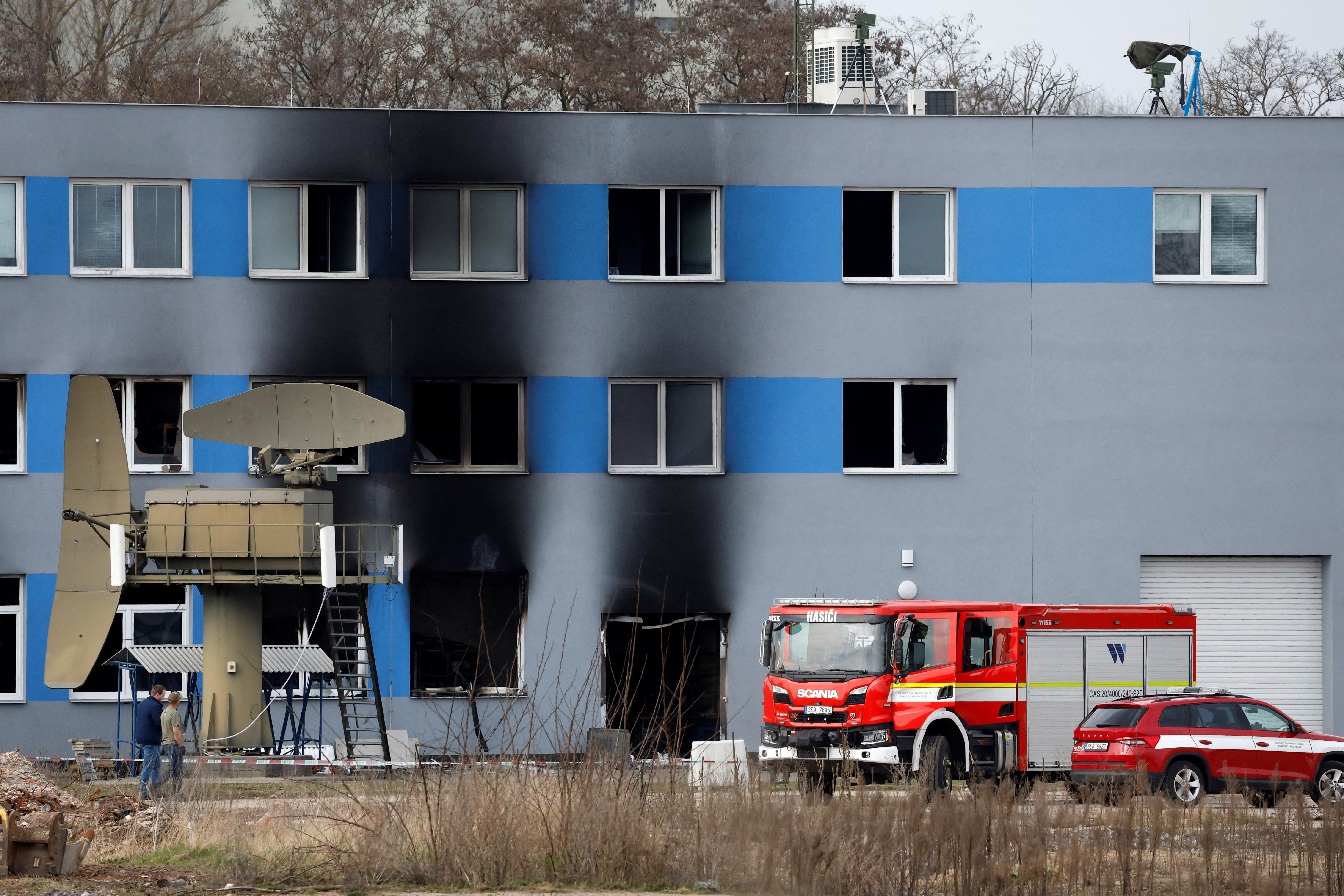 Aftermath of a fire at an industrial area in Pradubice