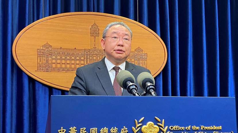 FILE PHOTO: Alexander Yui speaks at a press conference in Taipei
