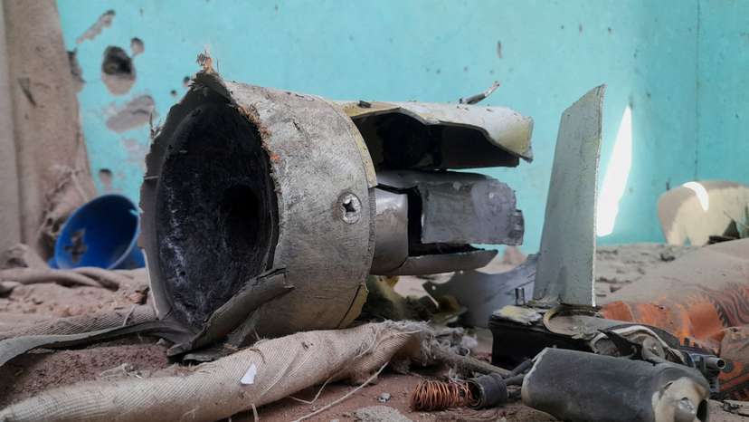 Remnants of a shell that targeted the refugee center, in El Fasher