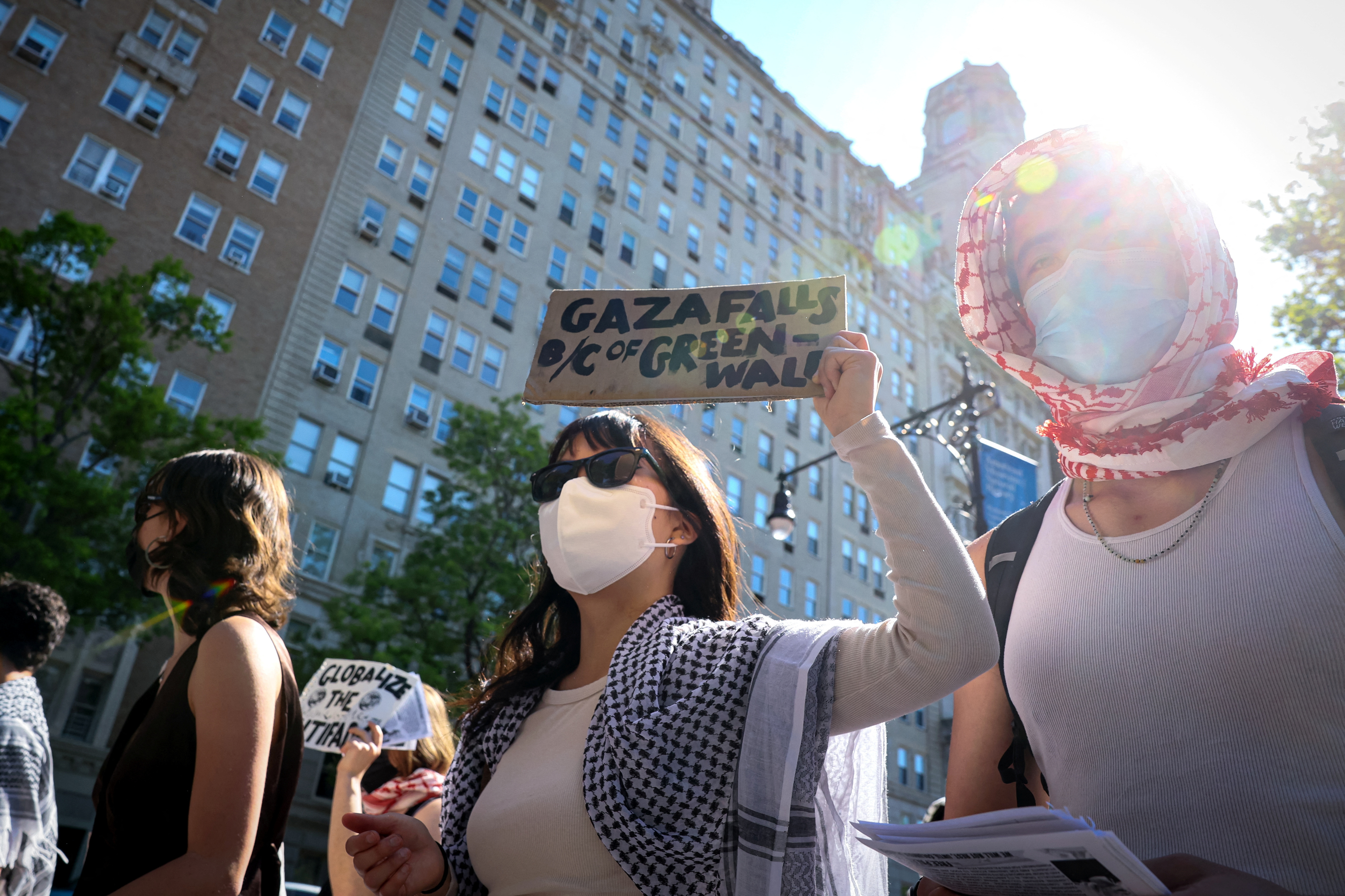 Students from Columbia University protest in New York