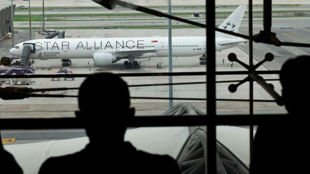 Singapore Airlines aircraft for flight SQ321 is parked on the tarmac after an emergency landing at Suvarnabhumi International Airport