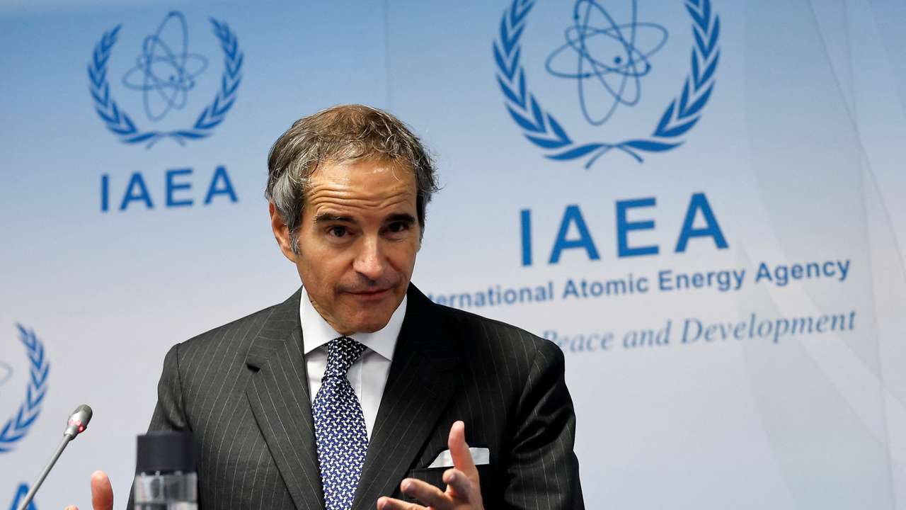Director General of the International Atomic Energy Agency (IAEA) Rafael Grossi holds a press conference