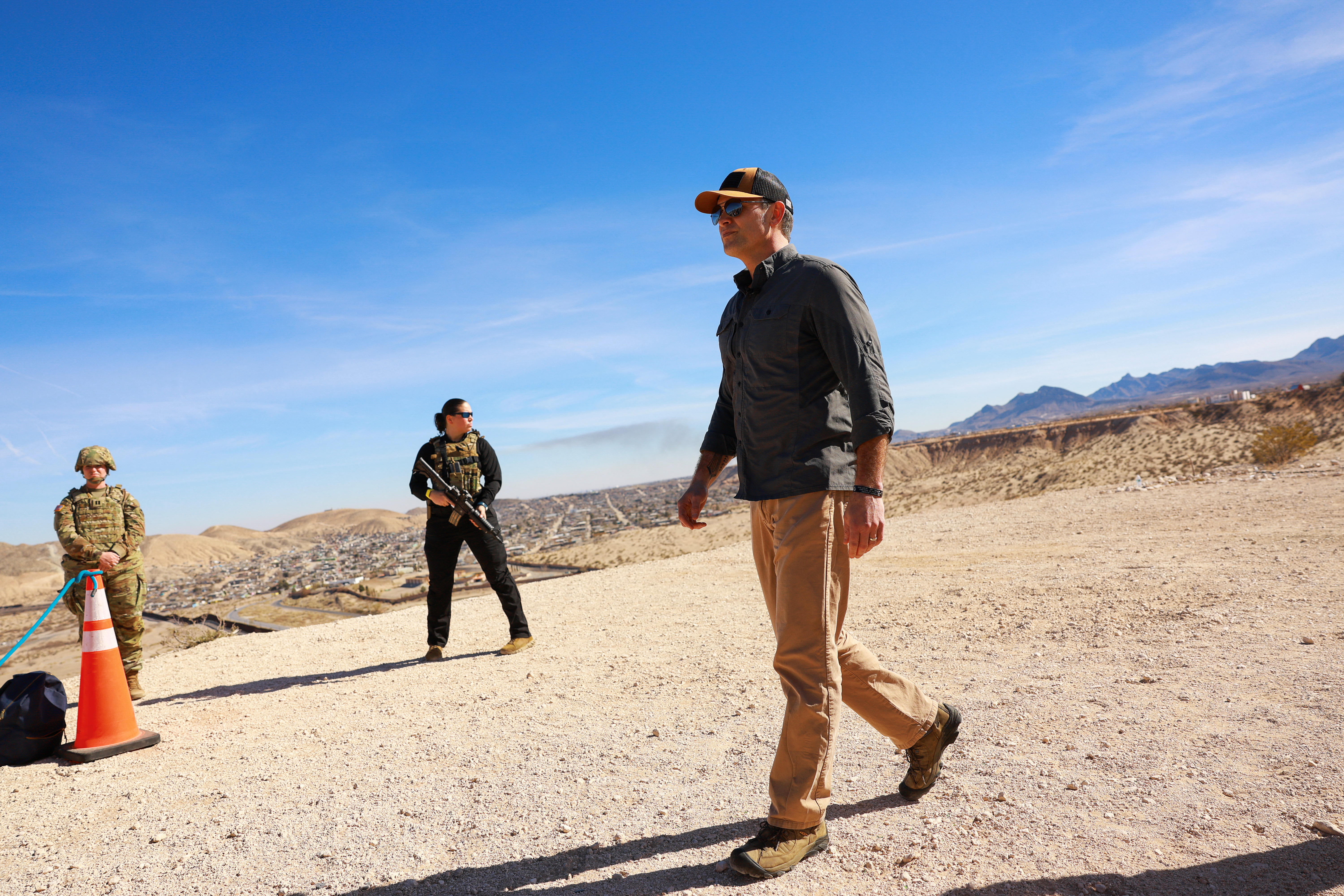 U.S. Defense Secretary Hegseth meets with military personnel, in Sunland Park