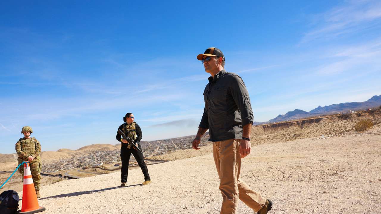 U.S. Defense Secretary Hegseth meets with military personnel, in Sunland Park