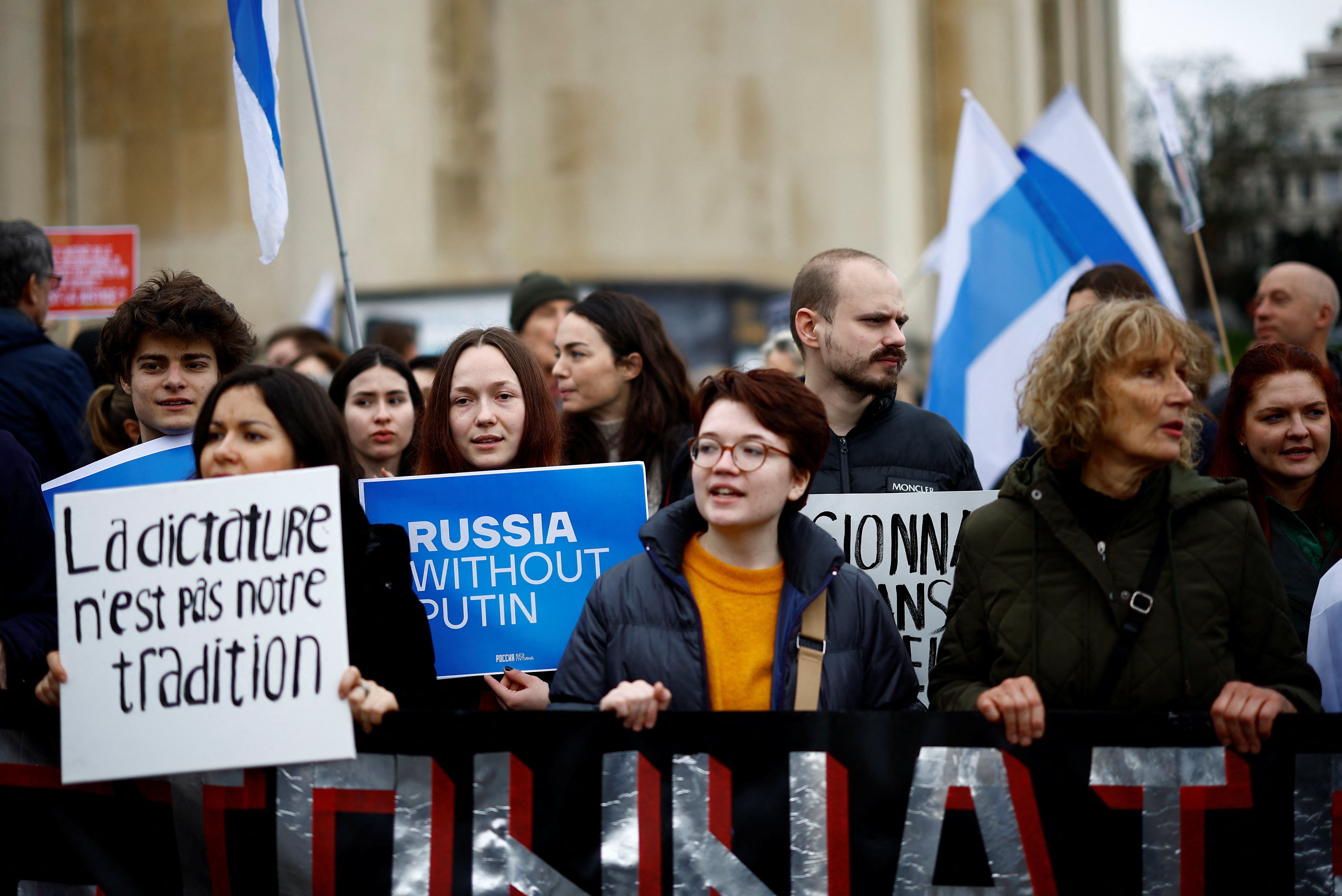 Protest against incumbent Russian President Putin, in Paris