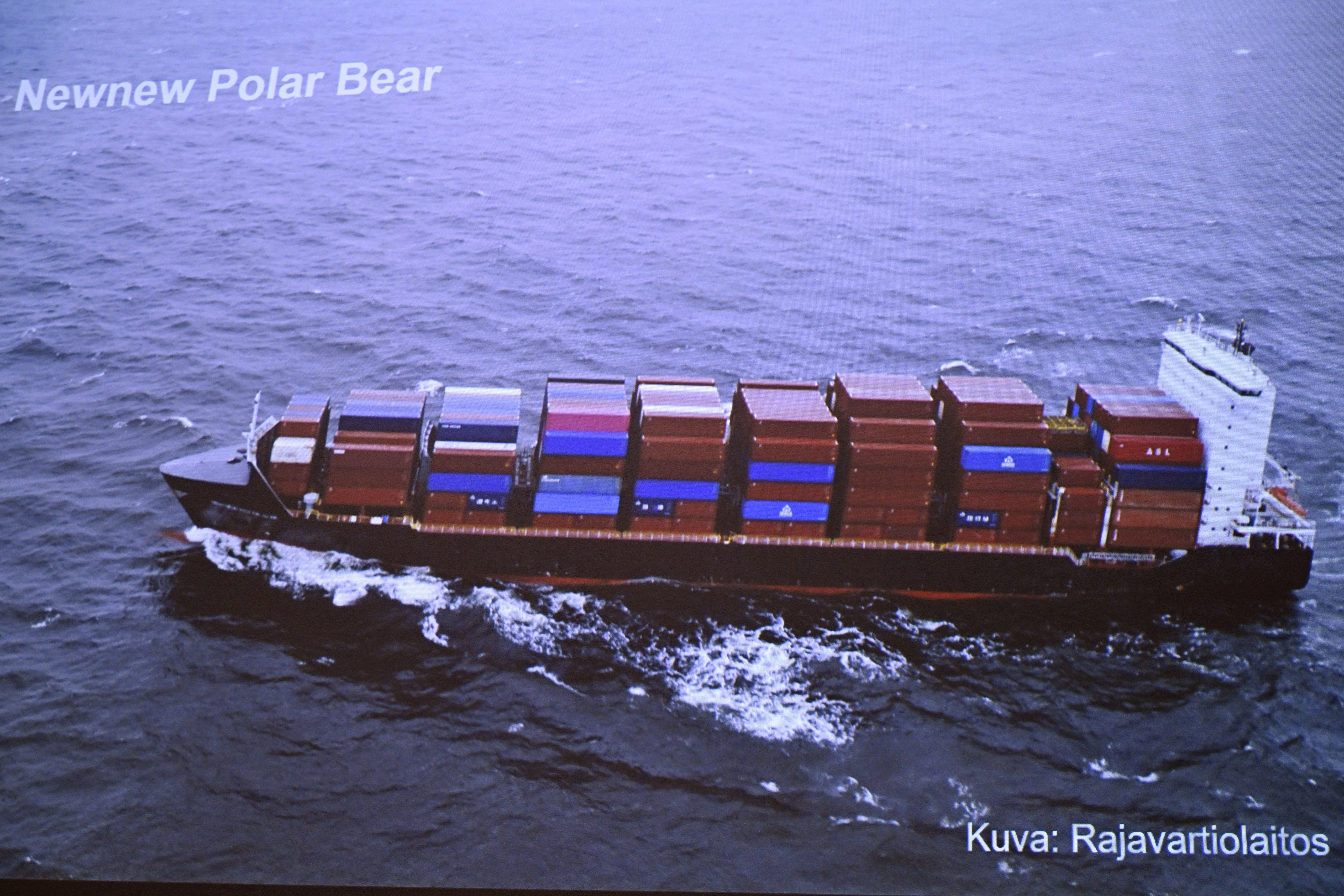 Finnish Border Guard's photo of a Hong Kong registered cargo ship 'Newnew Polar Bear'