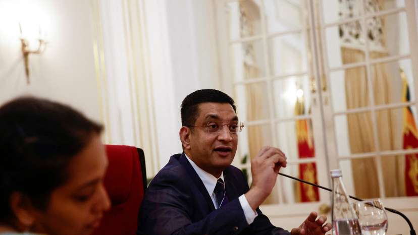 Sri Lanka’s Foreign Minister Ali Sabry speaks during a meeting with Sri Lanka's Foreign Correspondent Association in Colombo