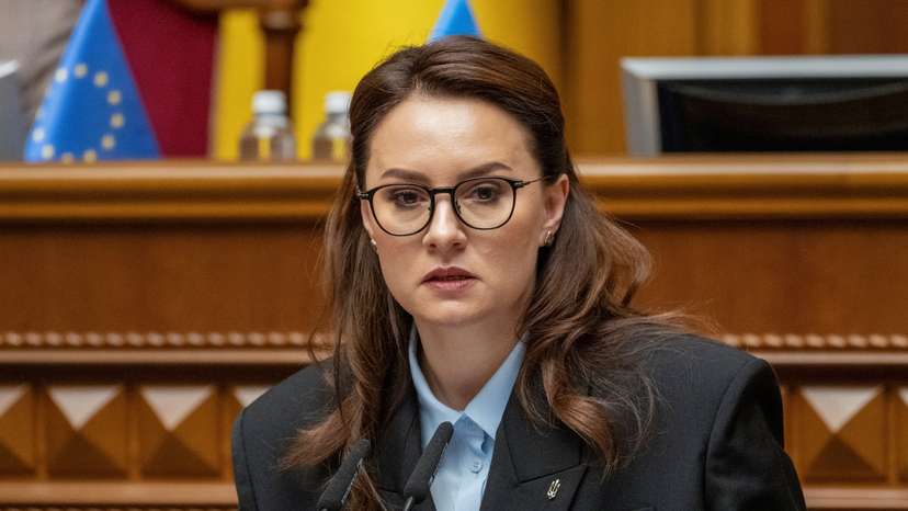 FILE PHOTO: A newly appointed Ukrainian Prime Minister Yulia Svyrydenko attends a session of Ukrainian parliament in Kyiv