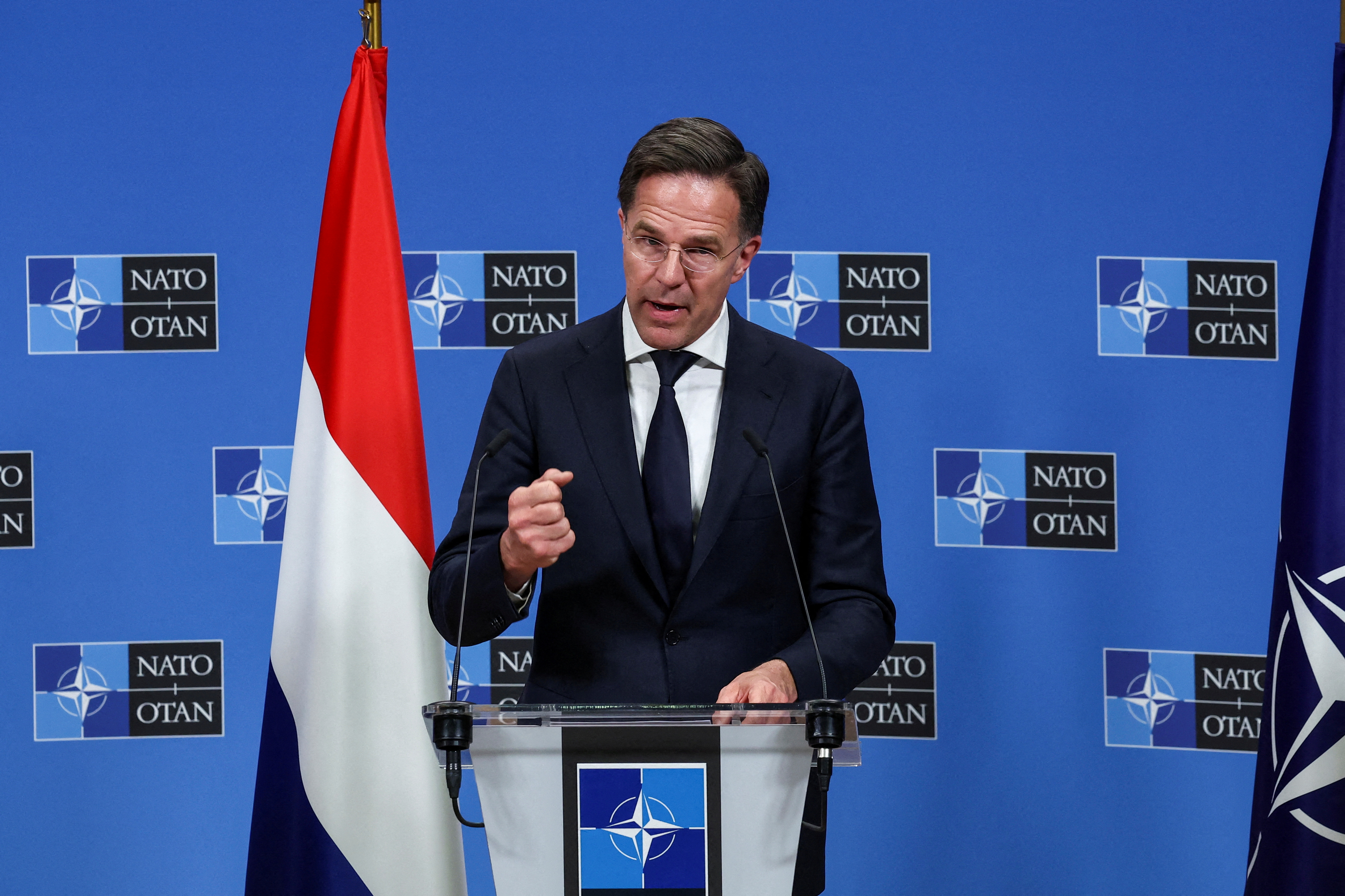FILE PHOTO: NATO Secretary-General Stoltenberg holds a press conference with the Prime Ministers of the Czech Republic, Denmark and the Netherlands in Brussels