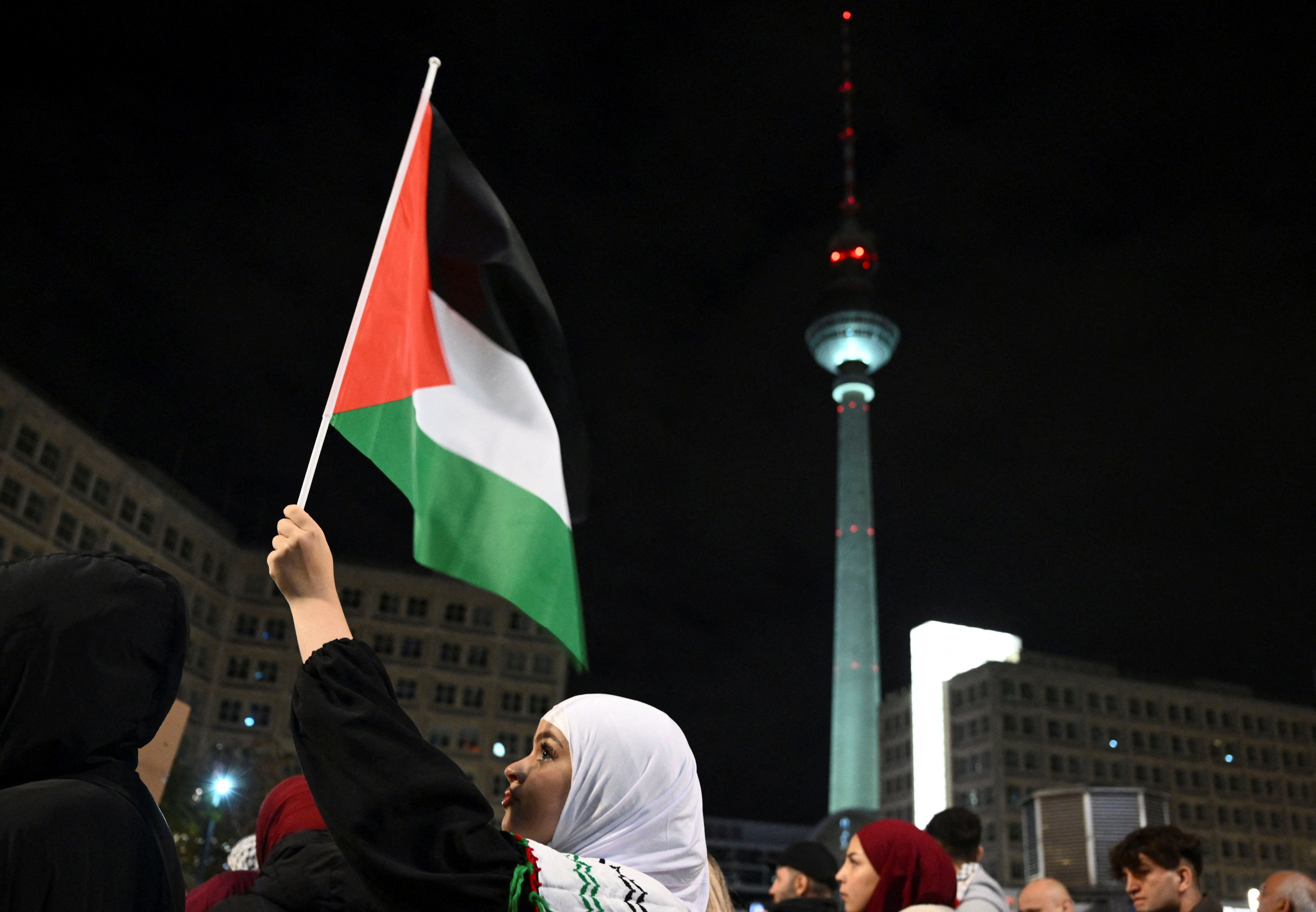Pro-Palestinian protest, on Potsdamer Platz in Berlin