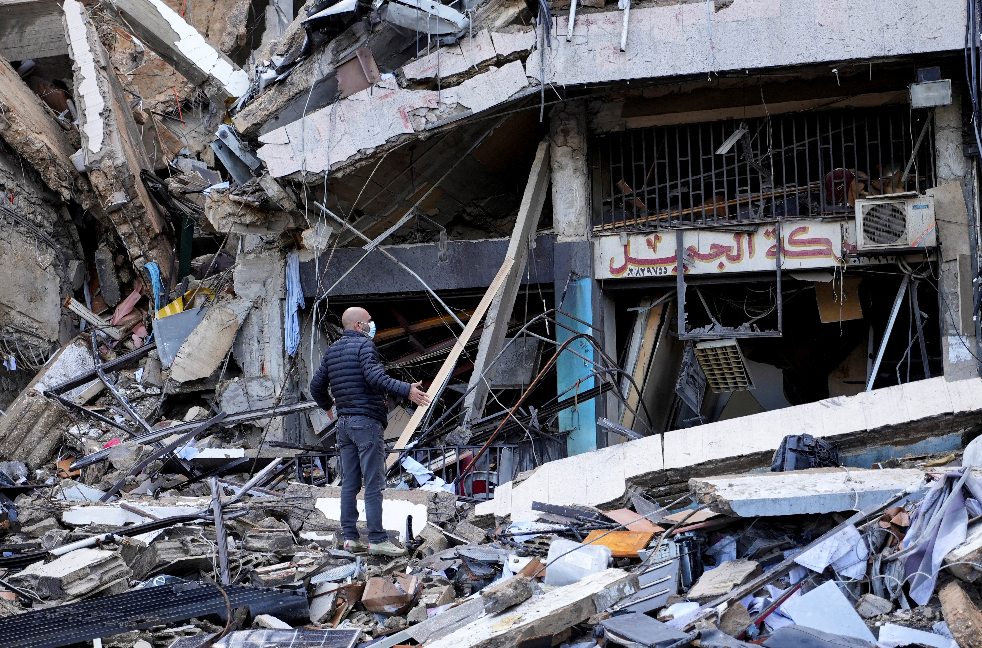 Aftermath of Israeli strikes on the Chiyah district of Beirut's southern suburbs