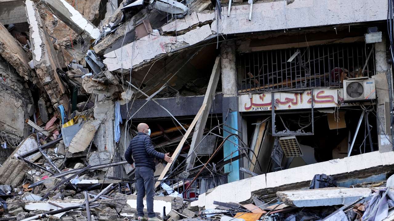 Aftermath of Israeli strikes on the Chiyah district of Beirut's southern suburbs