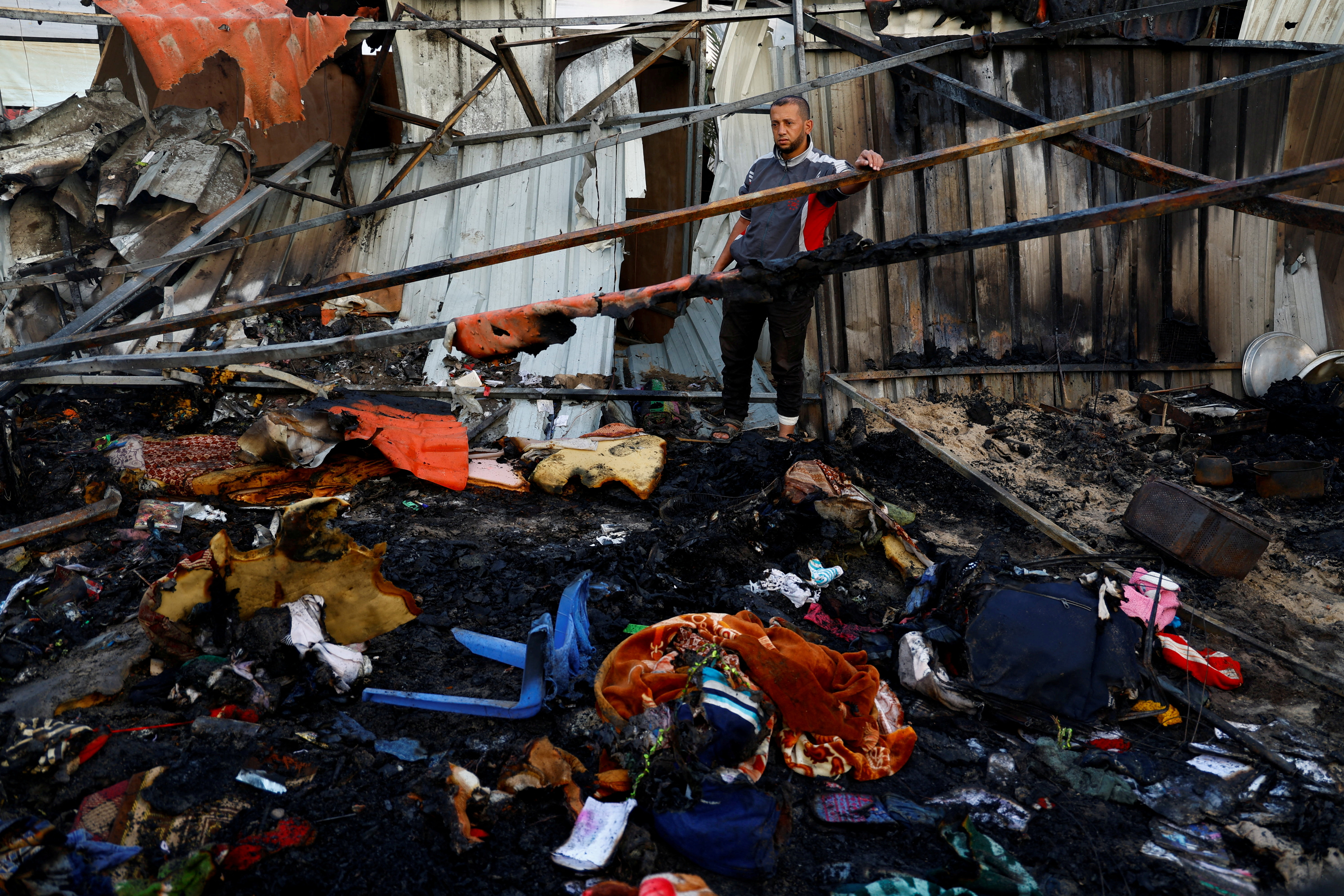 Aftermath of an Israeli strike on a tent camp, in Khan Younis