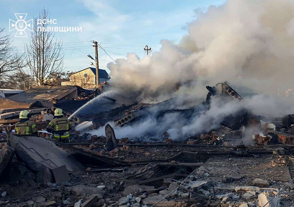 Aftermath of a Russian missile attack in Lviv region