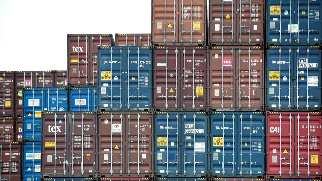 Containers are seen at the port in San Pedro, California