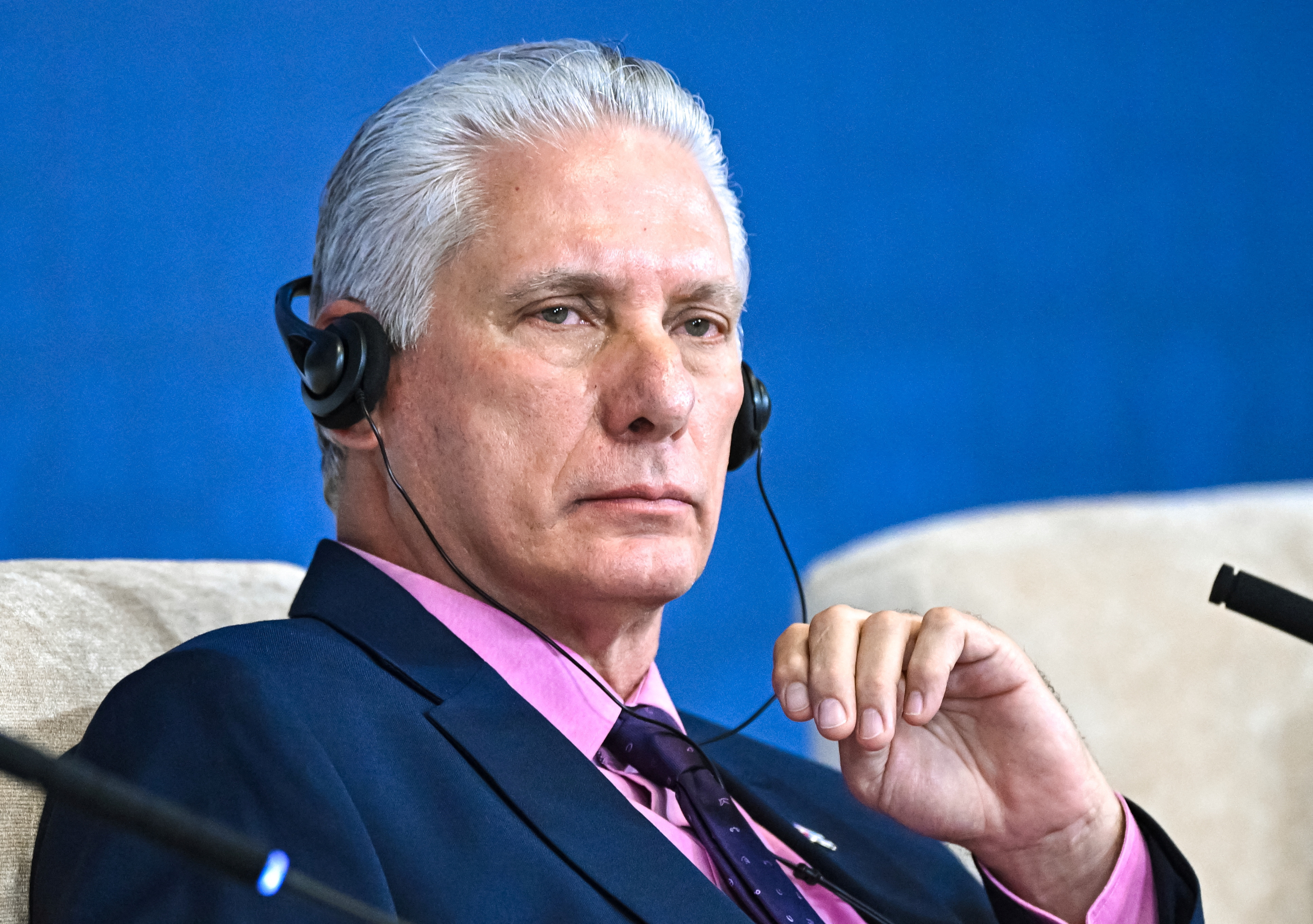 Cuban President Miguel Diaz-Canel attends the Eurasian Economic Forum in Minsk