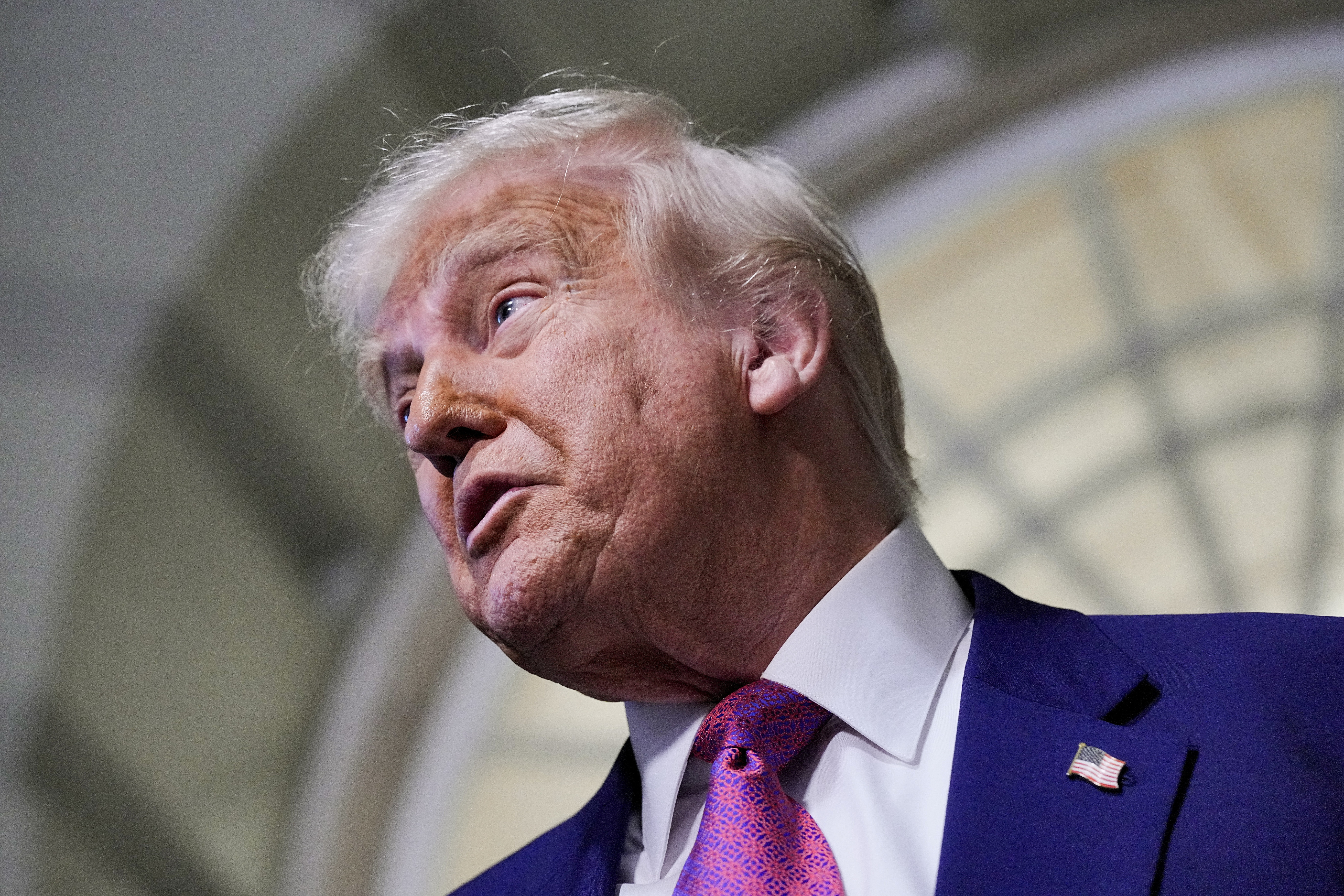 U.S. President Trump attends a closed House Republican Conference meeting on Capitol Hill in Washington