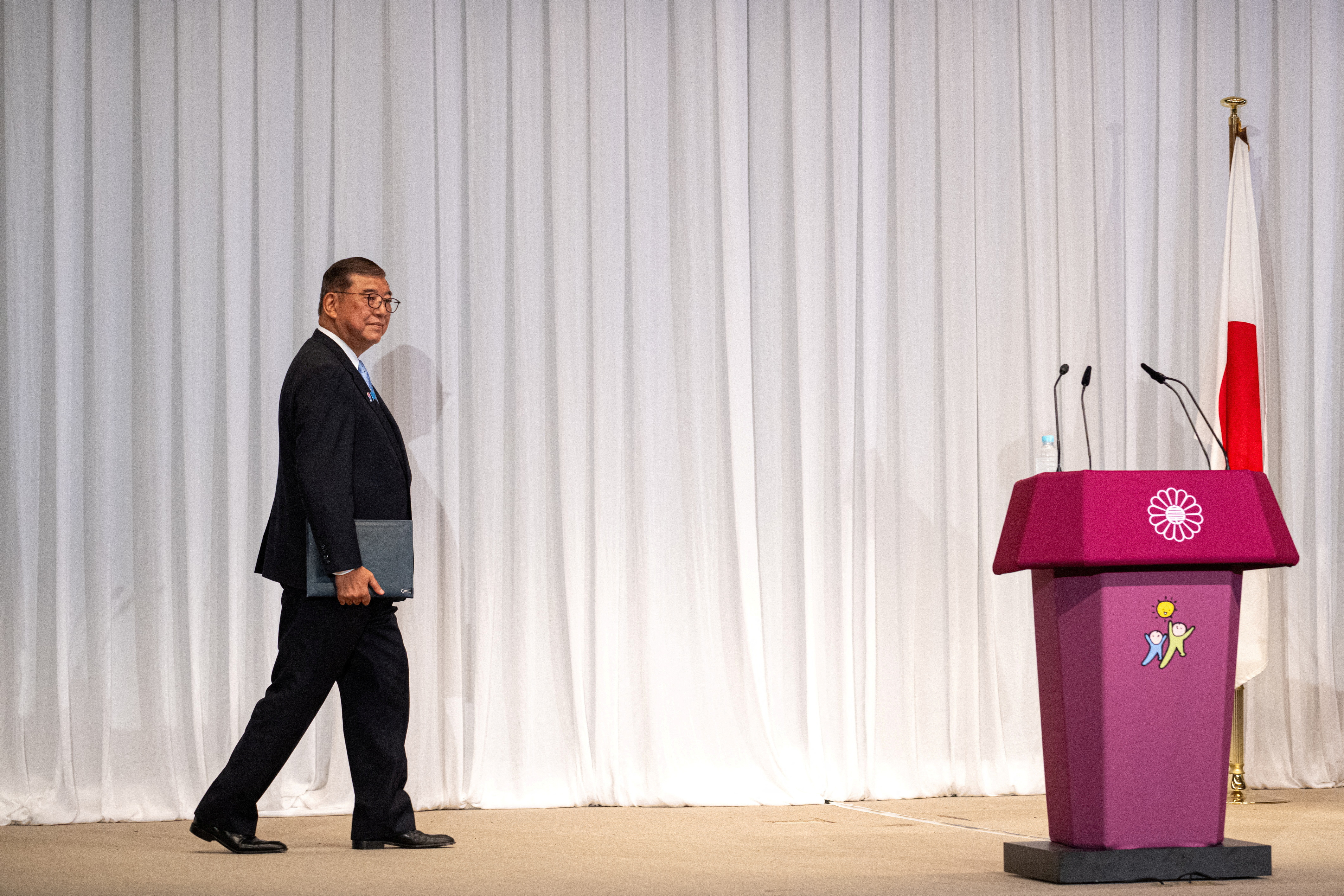 Japan's PM Ishiba holds press conference day after upper house election, in Tokyo
