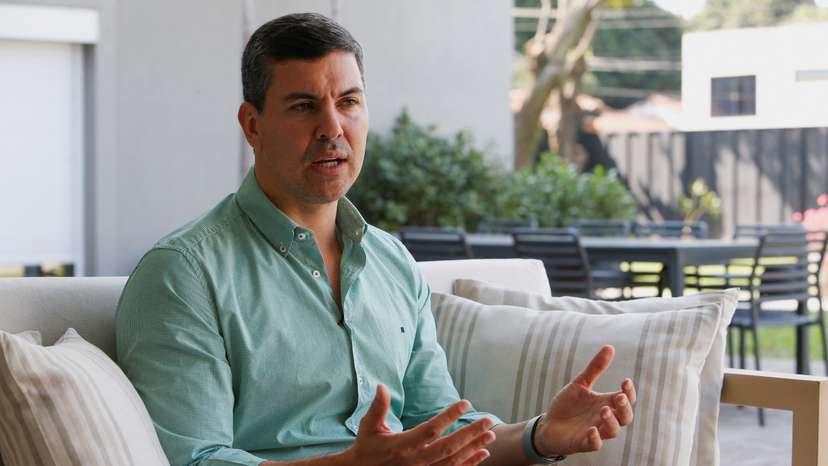 Paraguay's President-elect Santiago Pena speaks to Reuters, in Asuncion