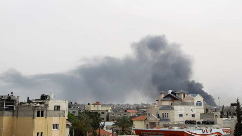 Smoke rises following Israeli strikes during an Israeli military operation in Rafah