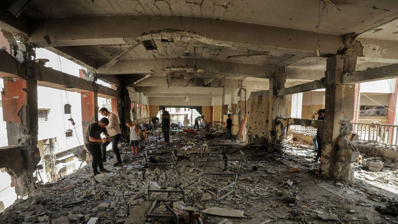 Site of an Israeli strike on a school sheltering displaced people, in Gaza City