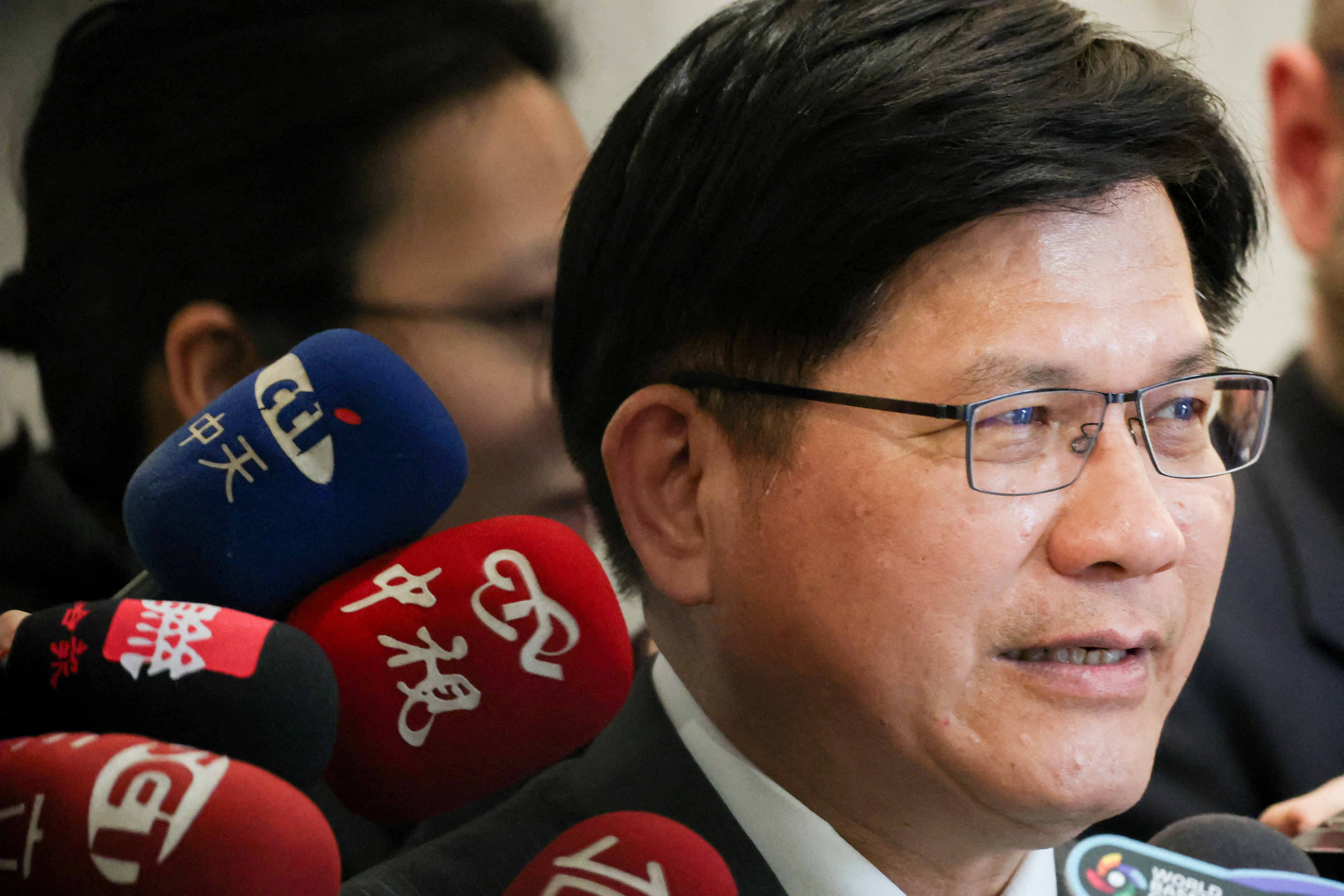 FILE PHOTO: Taiwan Foreign Minister Lin Chia-lung answers questions from reporters, in Taipei