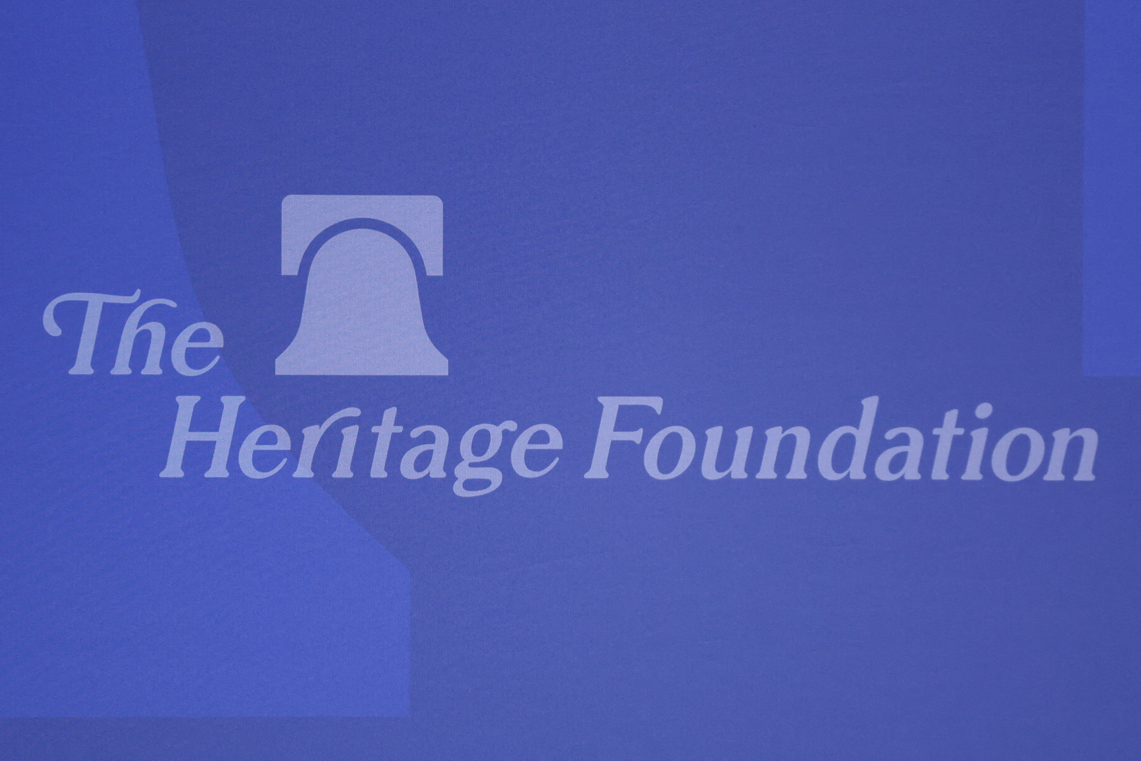 FILE PHOTO: The Heritage Foundation's logo is displayed in Washington, D.C.
