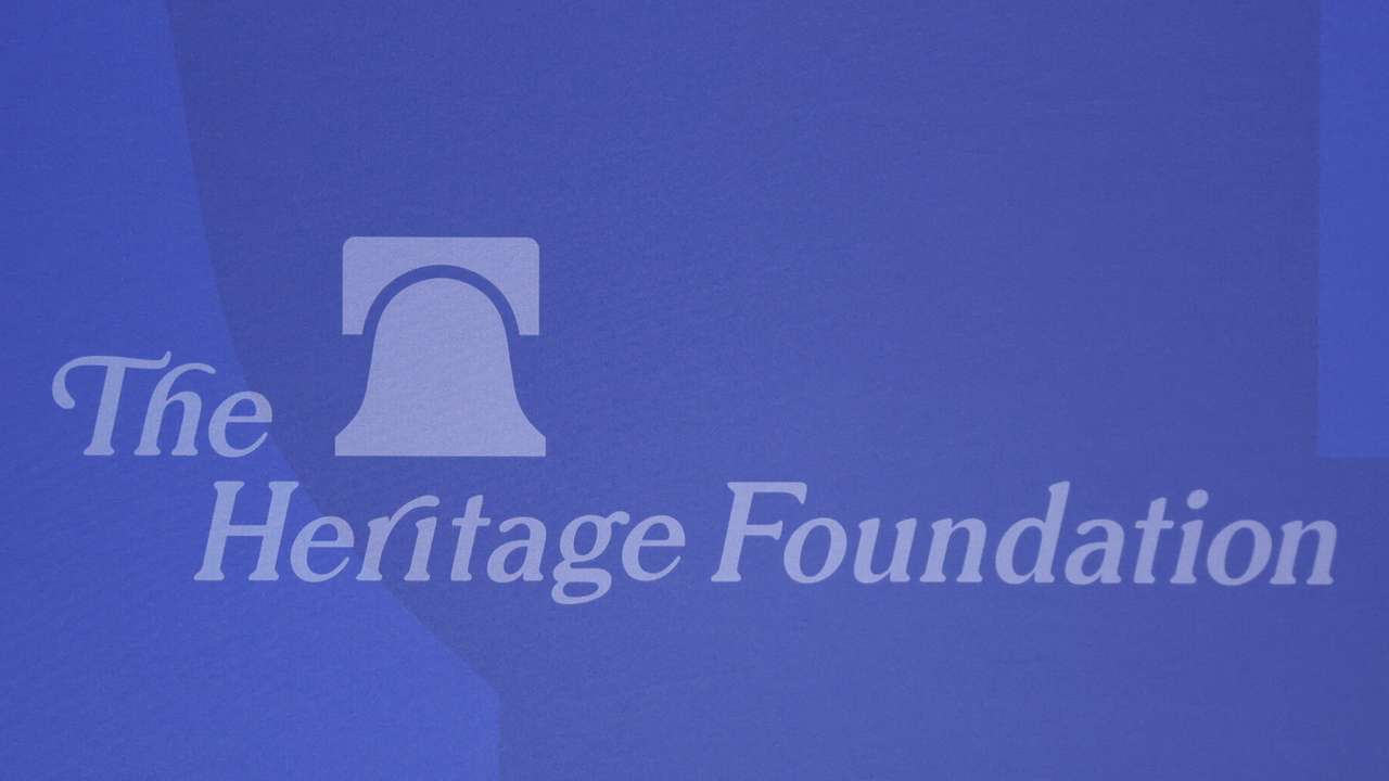 FILE PHOTO: The Heritage Foundation's logo is displayed in Washington, D.C.