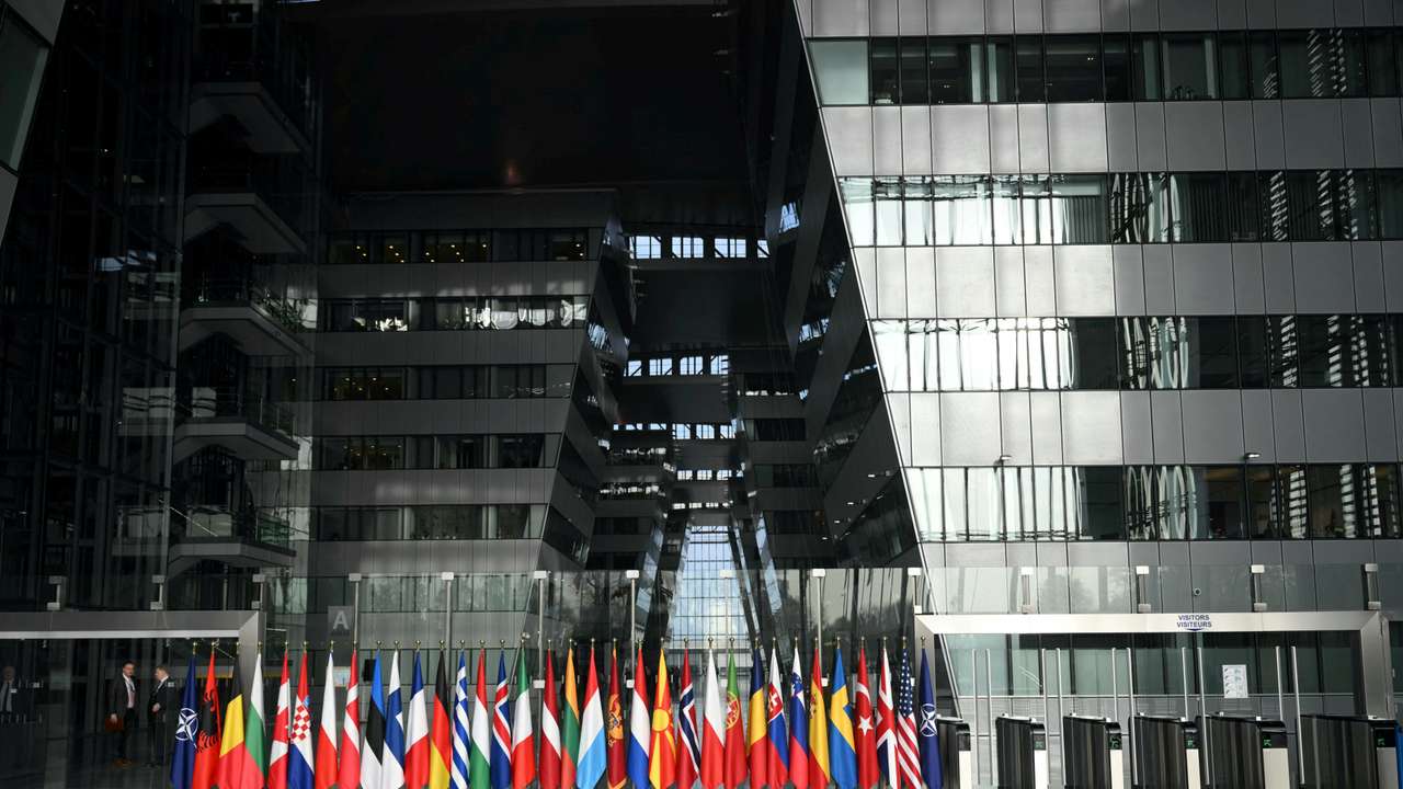 Blinken attends a meeting at NATO's headquarters during his visit to Belgium