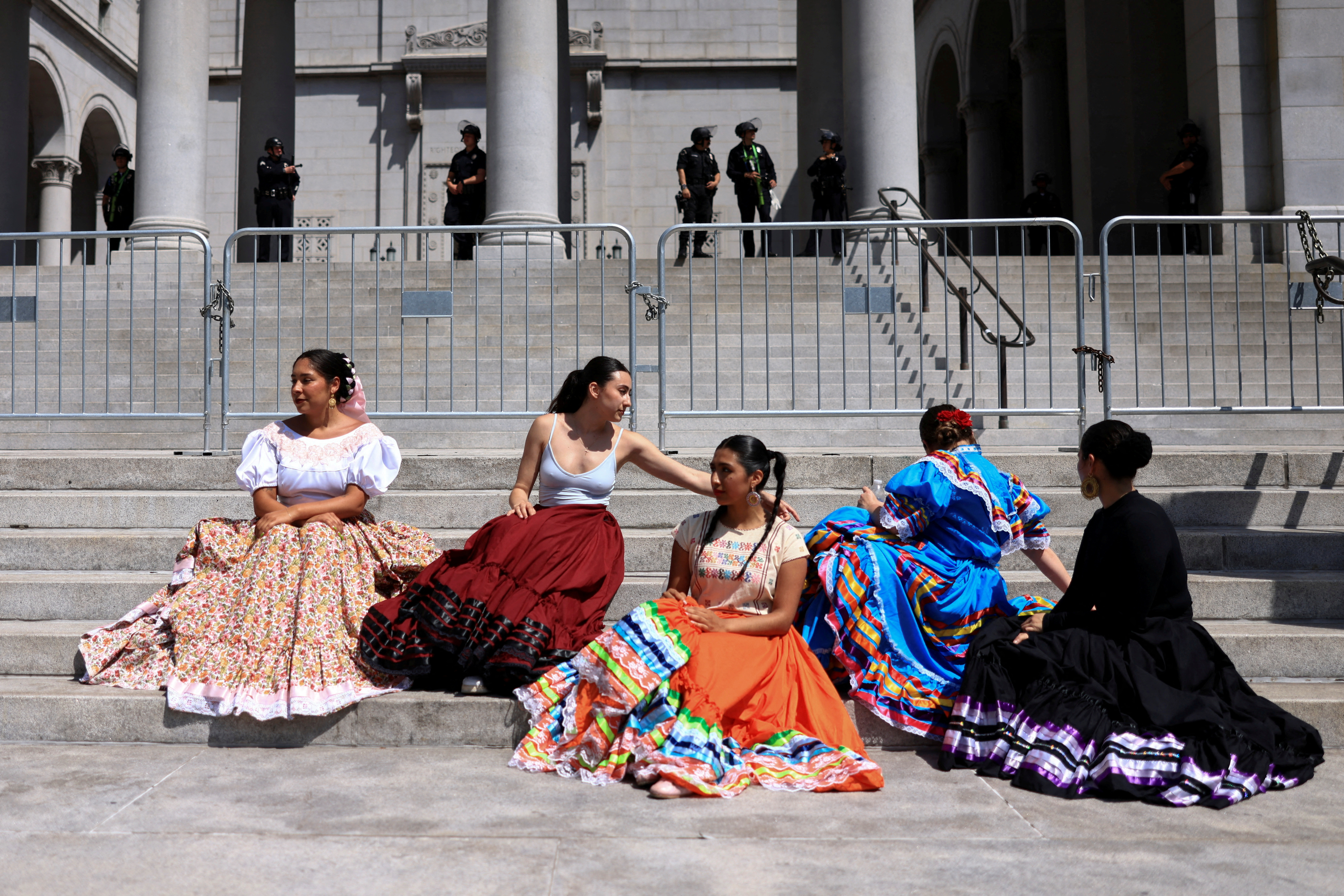 FILE PHOTO: Protest against federal immigration sweeps, in Los Angeles
